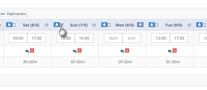 Select Timesheet Days