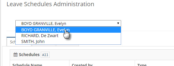 Select Leave Schedule Manager
