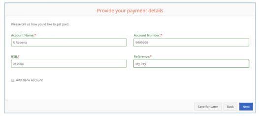 Employee Bank Account Details