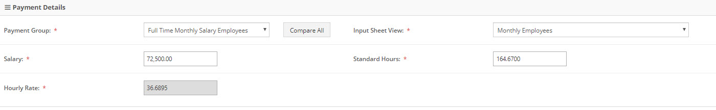 Payment Group and salary details