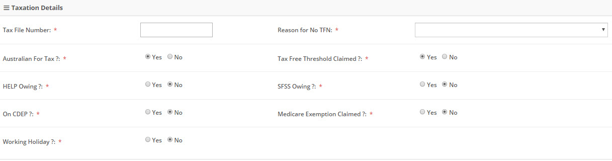 TFN Declaration Details