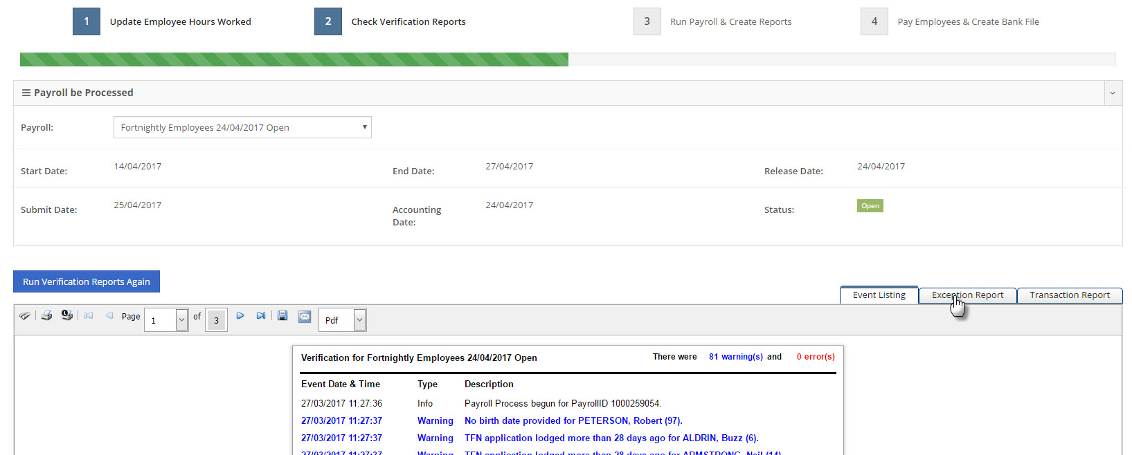 Payroll Step 2 - View Reports