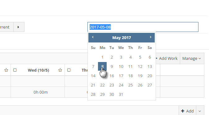 Selecting a Timesheet Period