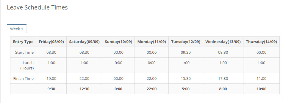 View Leave Schedule