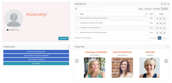 Employee onboarding dashboard