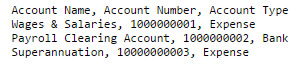 Chart of Accounts file sample