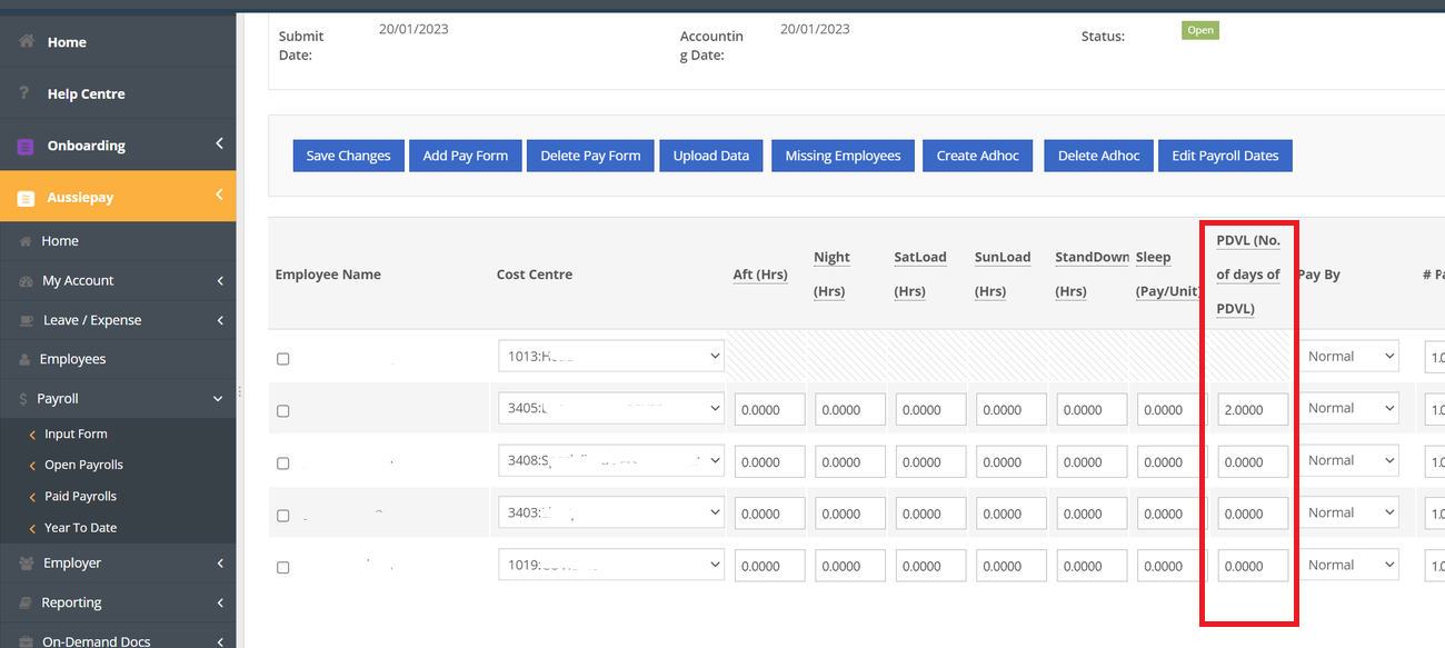 Adding PDVL taken to your payroll