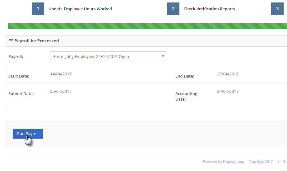 Payroll Step 3 - Run Button