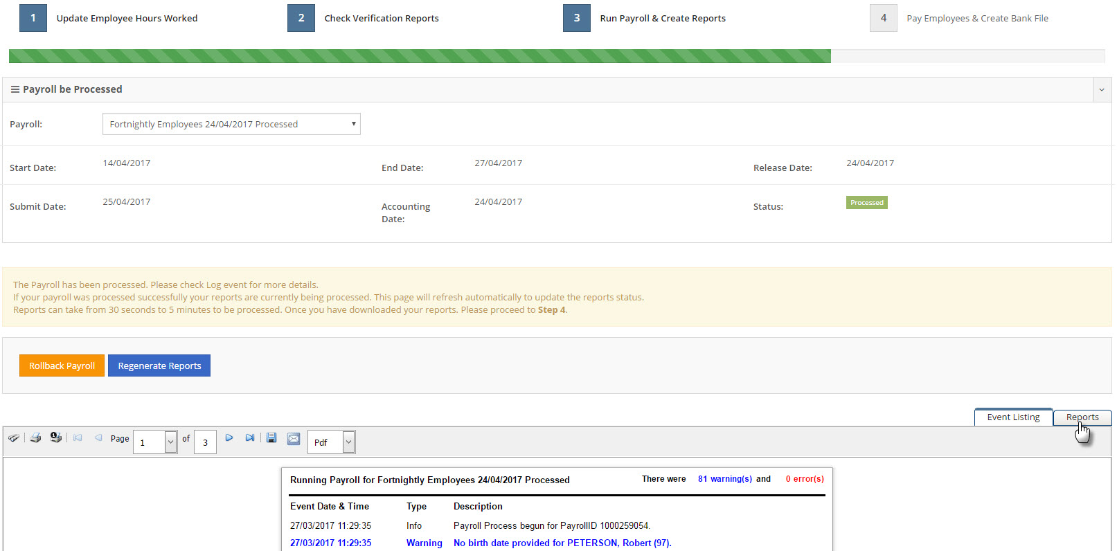 Payroll Step 3 - Reports